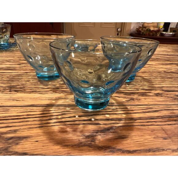 10 Pc 1950s Hazel Atlas Capri Dots Azure Blue Whisky Glasses Cups Saucers Custar - Picture 11 of 15
